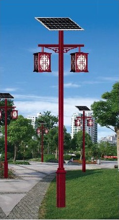 3-4米紅色屏風臂方形雙燈頭太陽能