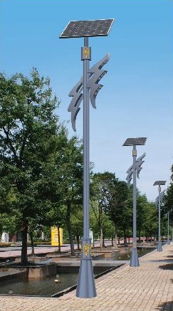 3-4米黑色異形臂LED雙燈頭太陽能庭